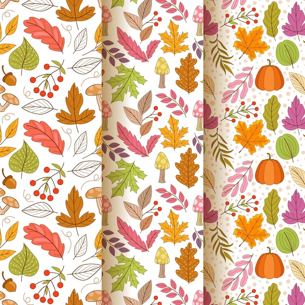 Hand drawn autumn patterns collection