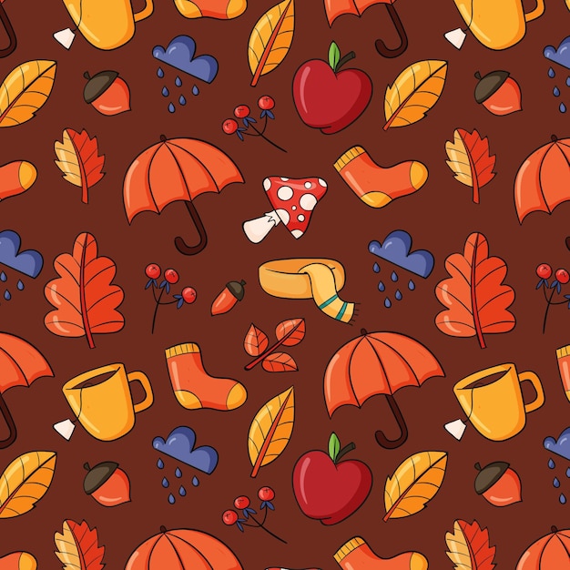 Hand drawn autumn patterns collection