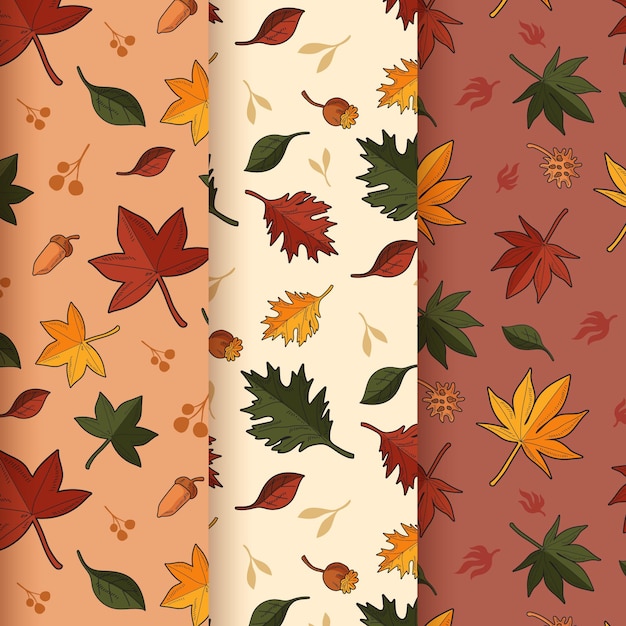 Free Vector hand drawn autumn patterns collection