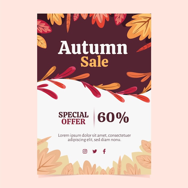 Hand drawn autumn sale a4 flyer