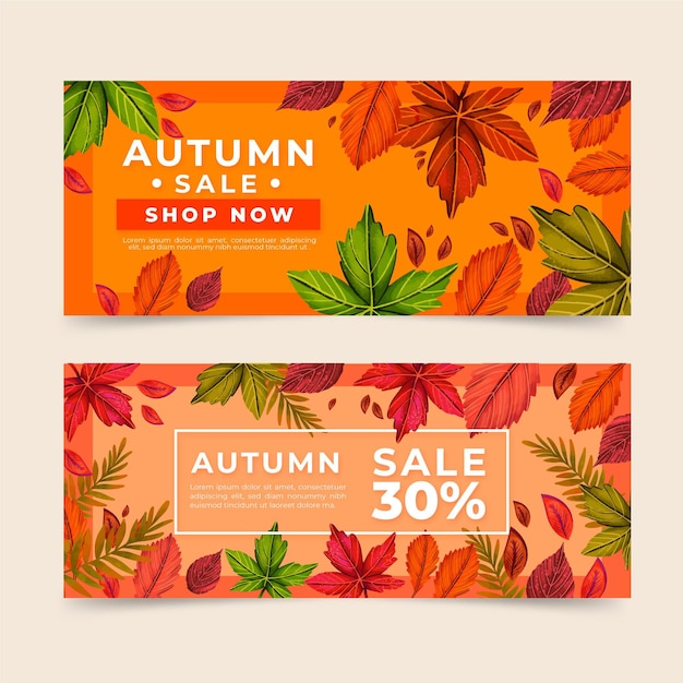 Hand drawn autumn sale announcement banners