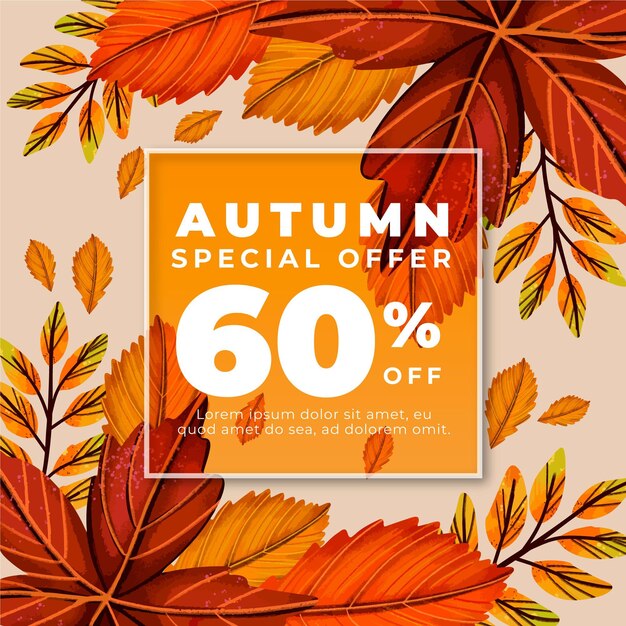 Hand drawn autumn sale announcement with special offer