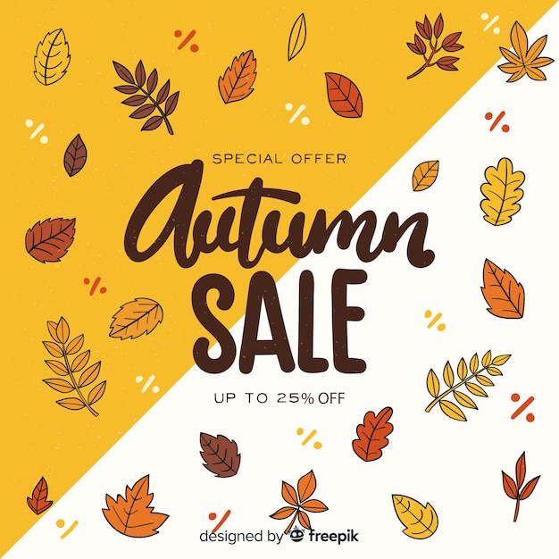 Free Vector hand drawn autumn sale background