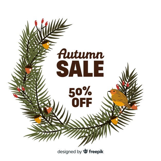 Hand drawn autumn sale background