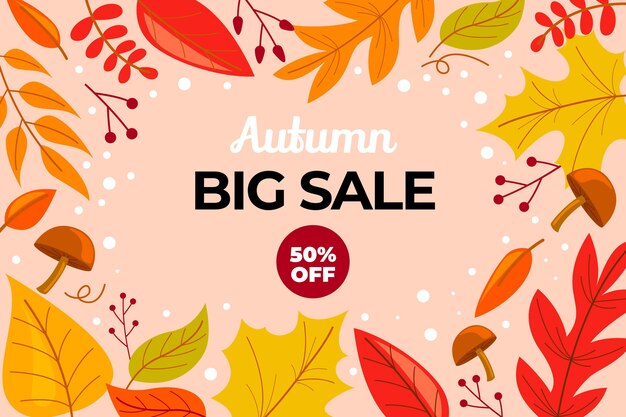 Hand drawn autumn sale background