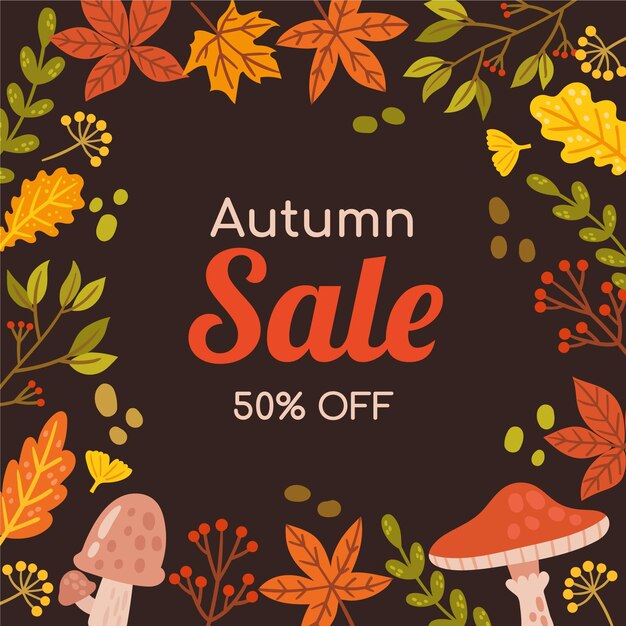 Hand drawn autumn sale background