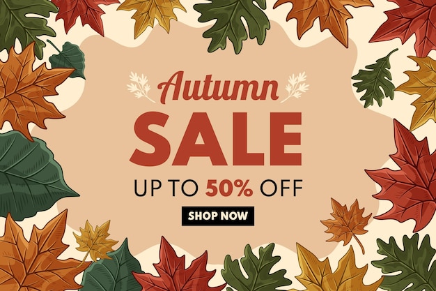 Hand drawn autumn sale background