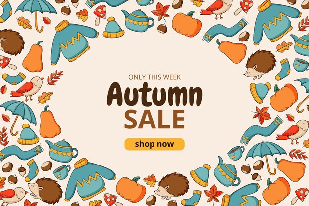 Hand drawn autumn sale background