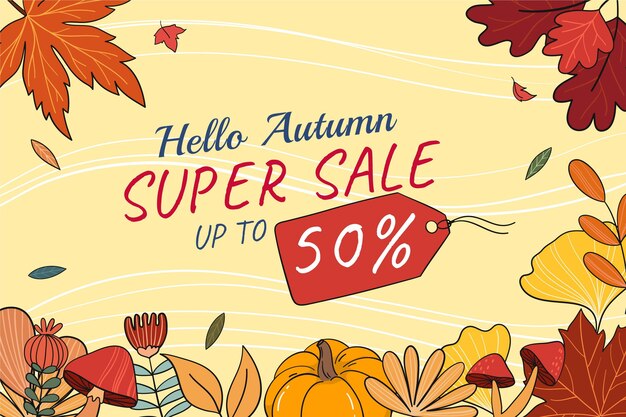 Hand drawn autumn sale background