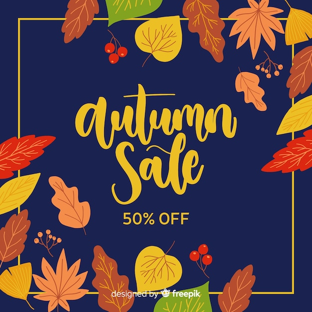 Hand drawn autumn sale background 