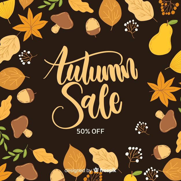 Hand drawn autumn sale background 