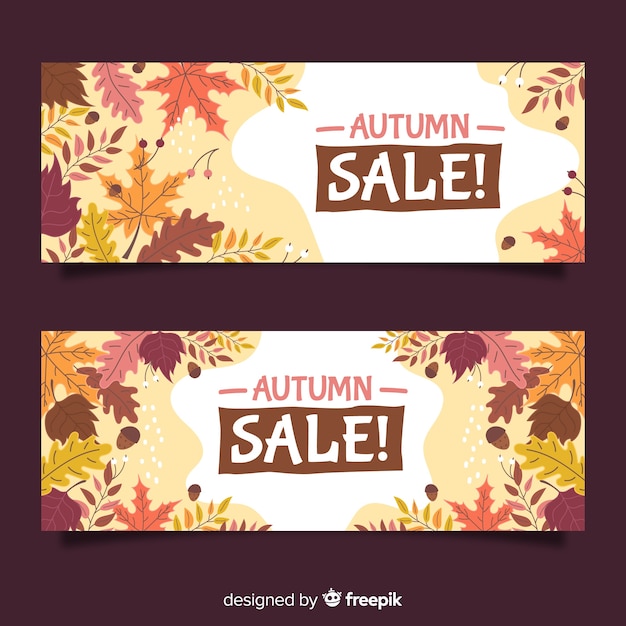 Free Vector hand drawn autumn sale banners collection