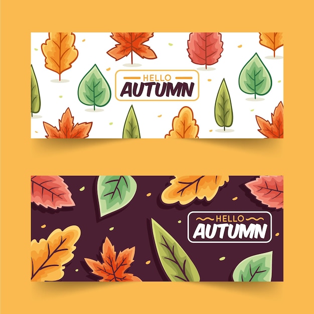 Hand drawn autumn sale banners collection