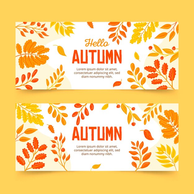 Hand drawn autumn sale banners set