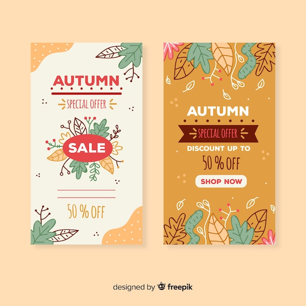 Hand drawn autumn sale banners