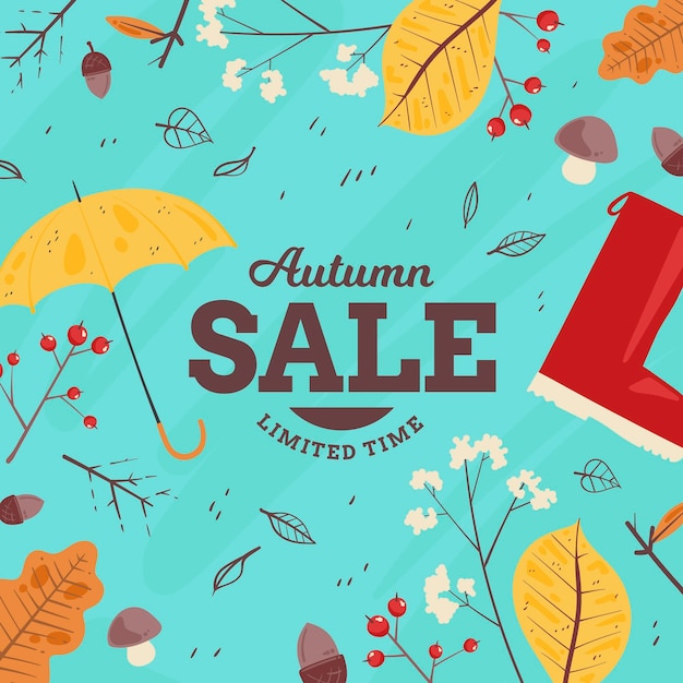 Hand drawn autumn sale concept