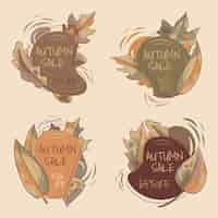 Free vector hand drawn autumn sale labels collection