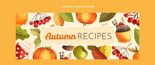 Hand drawn autumn social media cover template