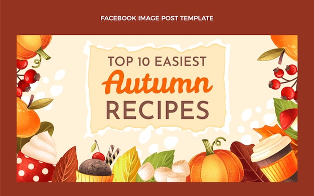 Hand drawn autumn social media post template