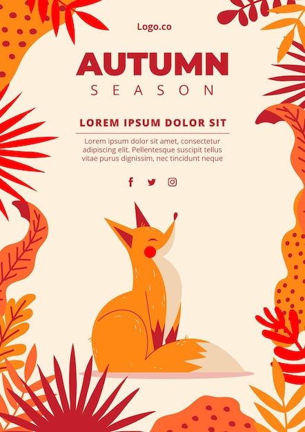 Free vector hand drawn autumn vertical flyer template