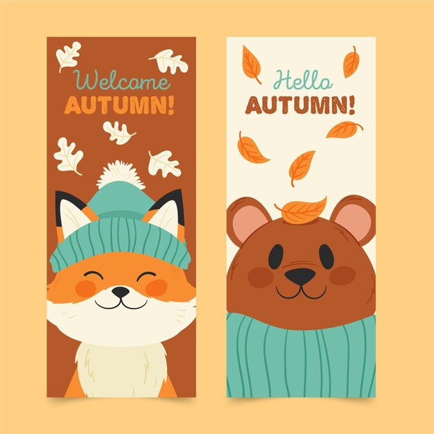 Hand drawn autumn vertical sale banners