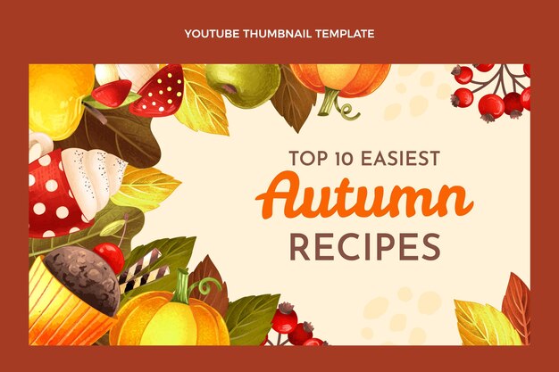 Hand drawn autumn youtube thumbnail template