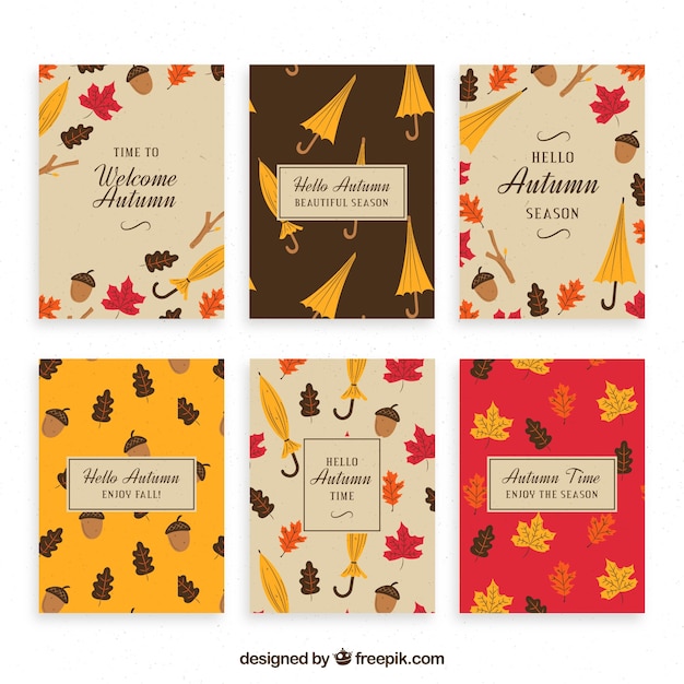 Free Vector hand drawn autumnal card collection