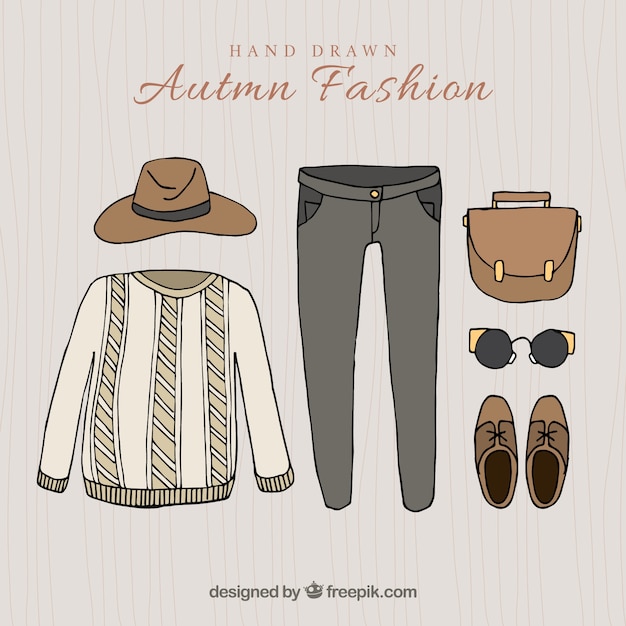 Free Vector hand-drawn autumnal clothes