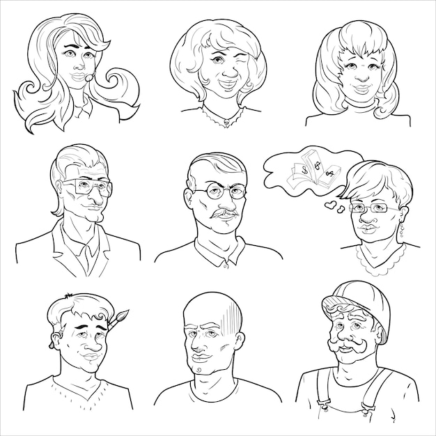 Free Vector hand drawn avatars set