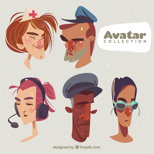 Free Vector hand drawn avatars with artisitic style