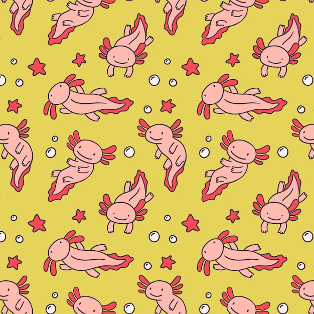 Hand drawn axolotl pattern