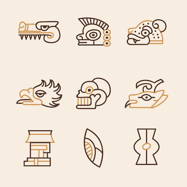 Free vector hand drawn aztec symbol set