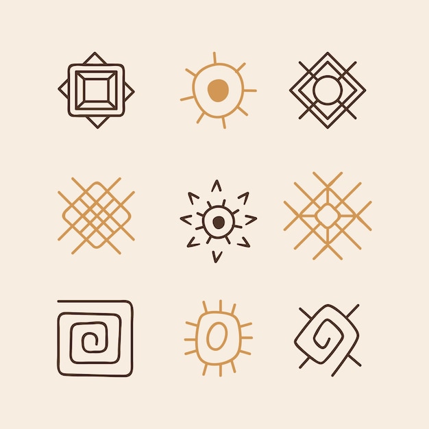 Free vector hand drawn aztec symbol set