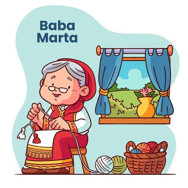 Hand drawn baba marta illustration