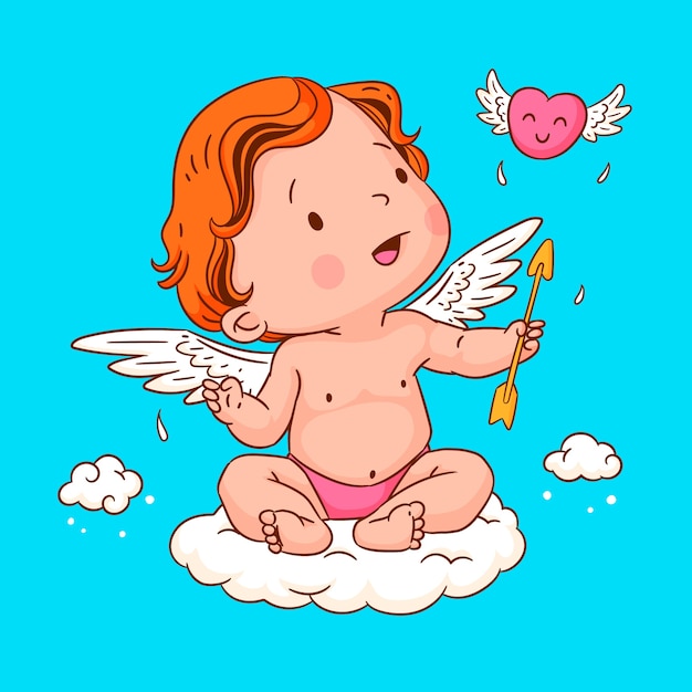 Free Vector hand drawn baby angel drawing illustration