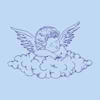 Free vector hand drawn baby angel drawing illustration