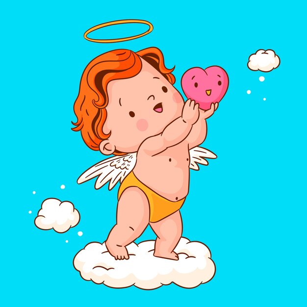 Hand drawn baby angel drawing illustration