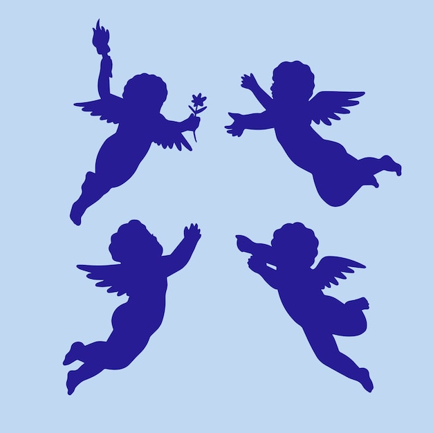 Free vector hand drawn baby angel silhouette illustration