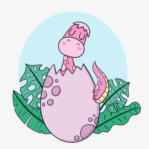 Free Vector hand drawn baby dinosaur illustrated