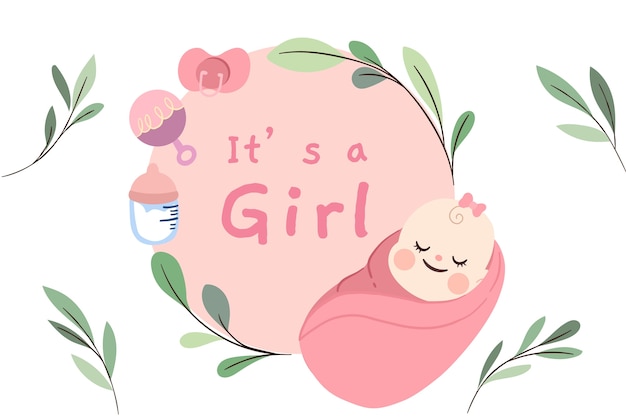 Free Vector hand drawn baby girl background