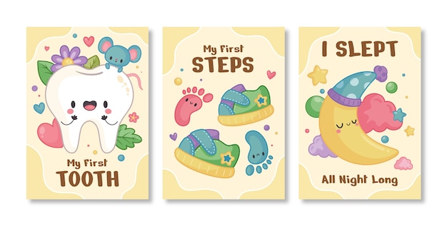 Hand drawn baby milestone cards template