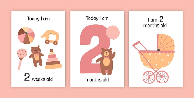 Hand drawn baby milestone cards