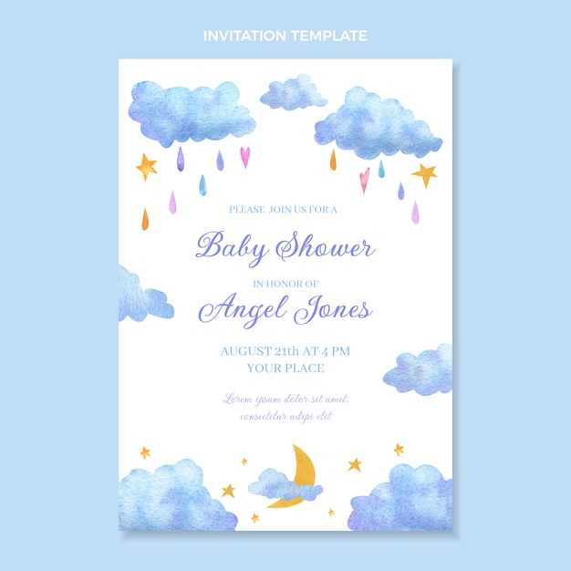 Hand drawn baby shower invitation template