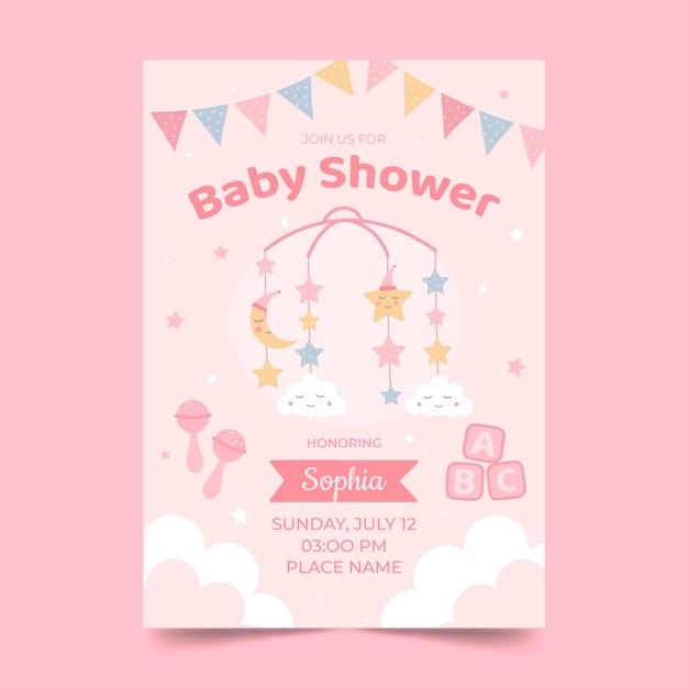 Hand drawn baby shower invitation