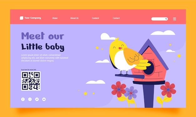 Free Vector hand drawn baby shower landing page