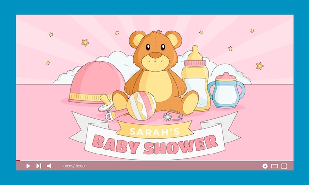 Free vector hand drawn baby shower youtube thumbnail