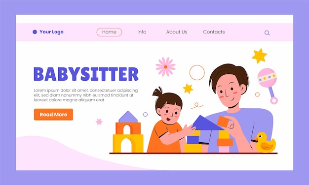 Free Vector hand drawn babysitting landing page