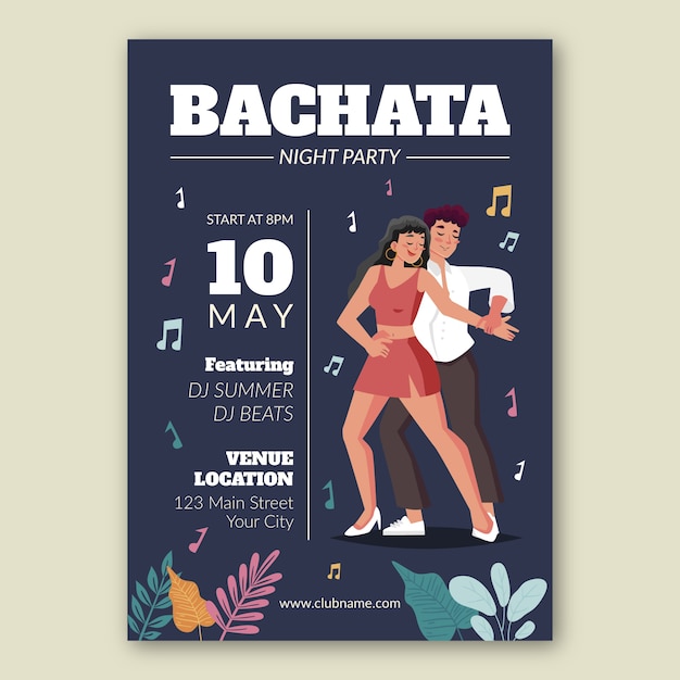 Free Vector hand drawn bachata party poster