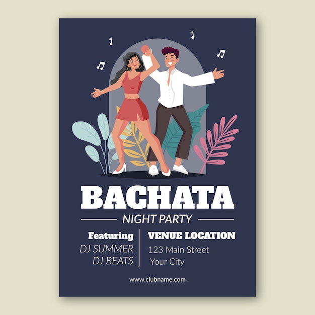 Free Vector hand drawn bachata party poster