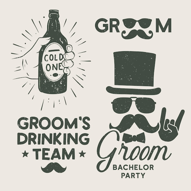 Free Vector hand drawn bachelor party text illustration